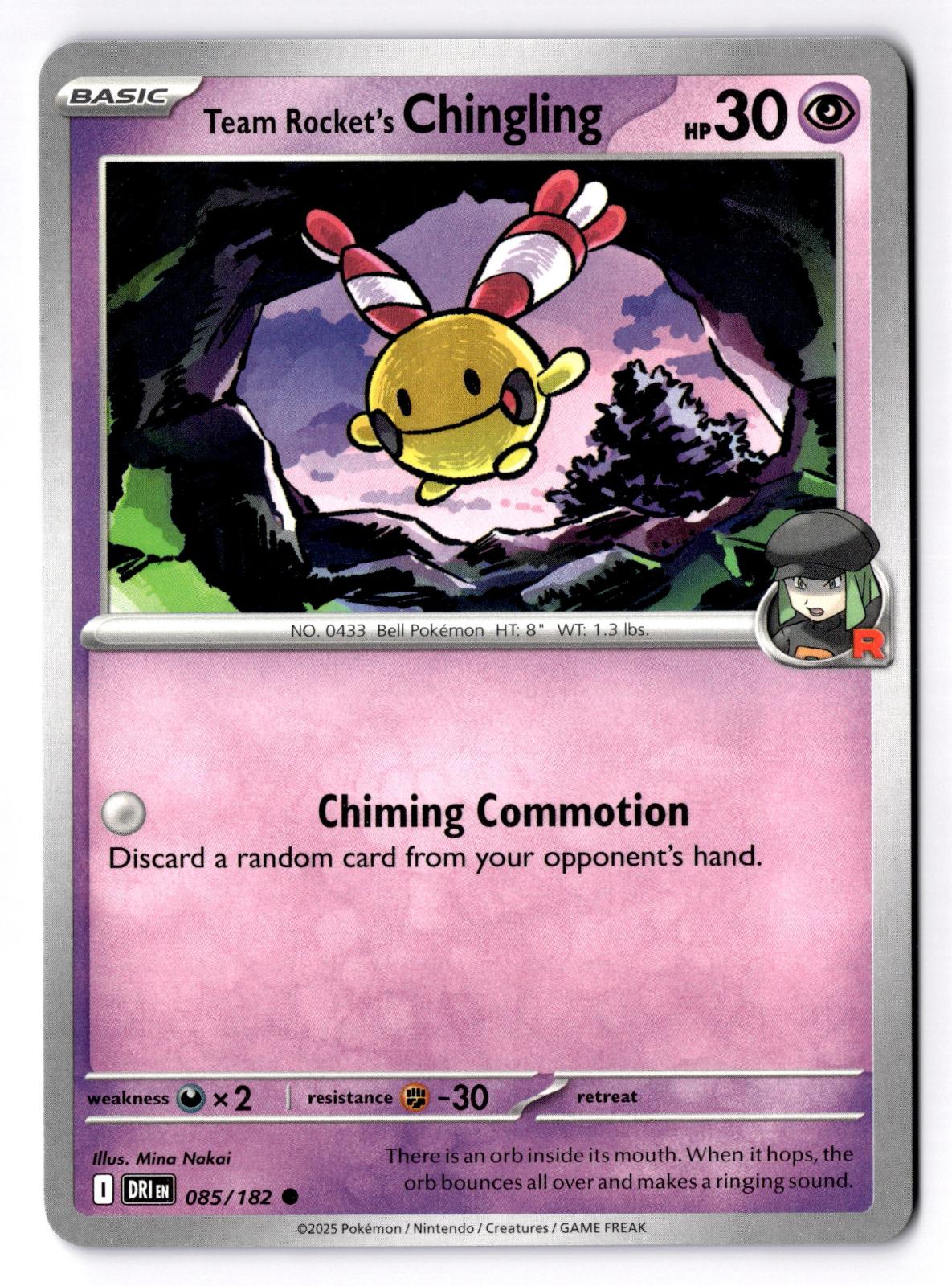 Team Rocket's Chingling 085/182 Common Destined Rivals Pokemon Near Mint