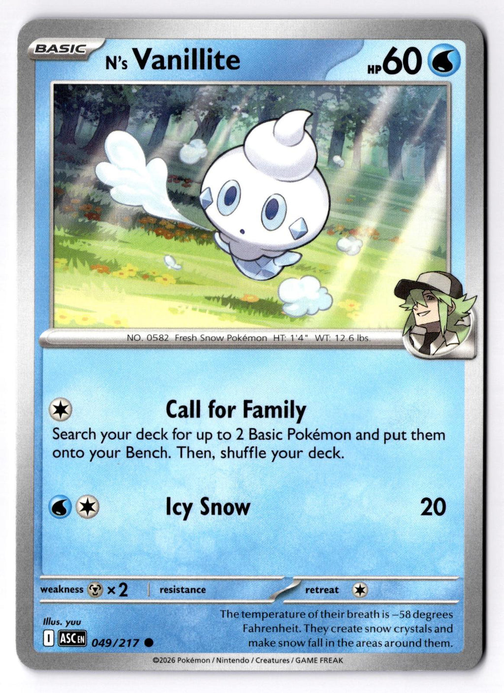N's Vanillite 049/217 Common Ascended Heroes Pokemon Near Mint