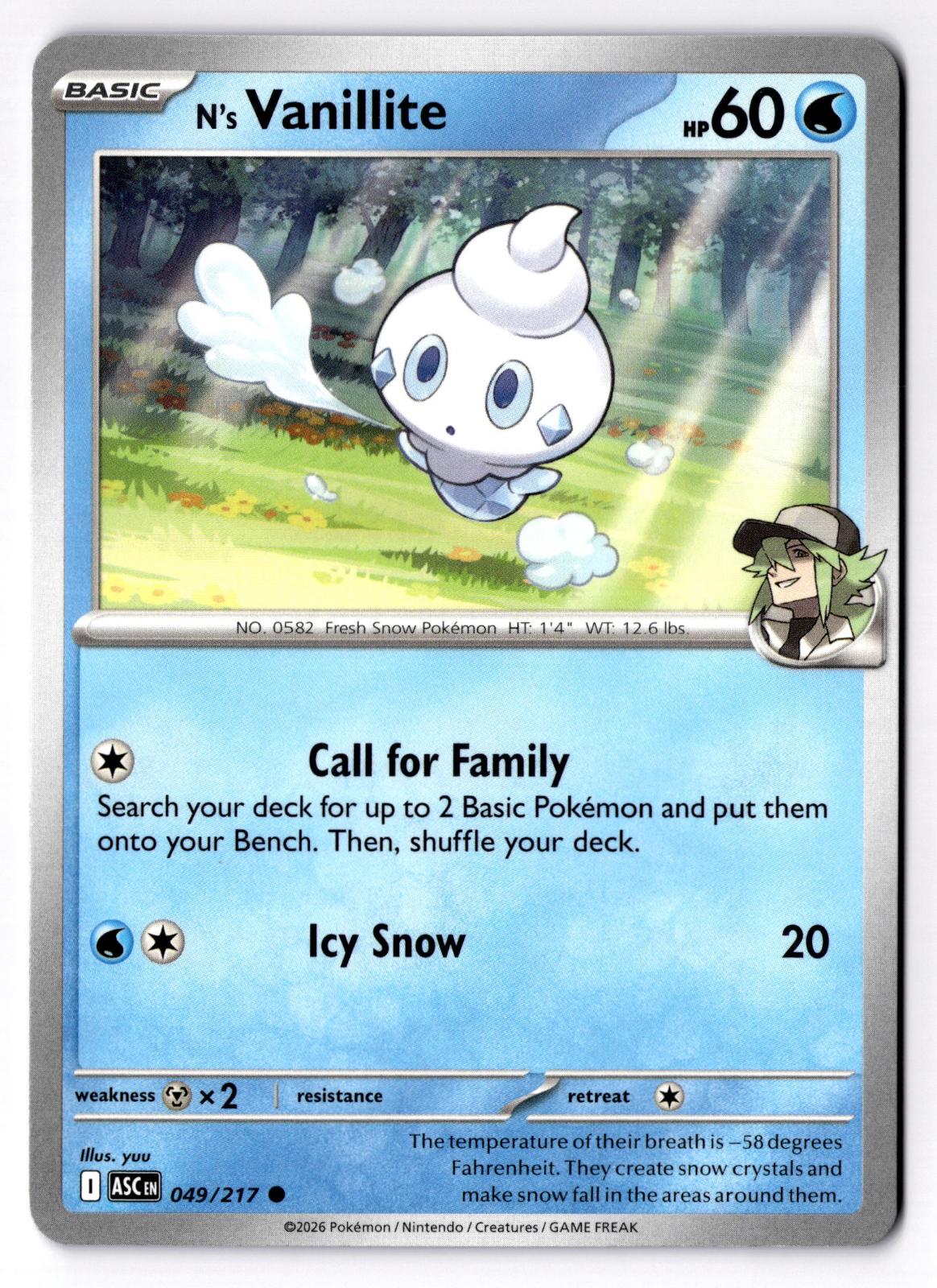 N's Vanillite 049/217 Common Ascended Heroes Pokemon Near Mint