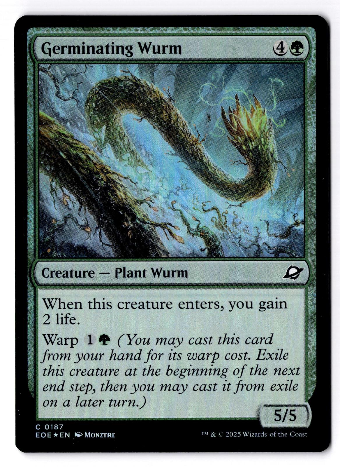 Germinating Wurm 187 Common Edge of Eternities Magic: The Gathering Foil LP