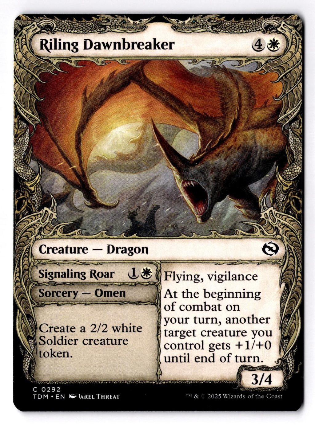 Riling Dawnbreaker (Showcase) 292 Tarkir: Dragonstorm Magic: The Gathering LP
