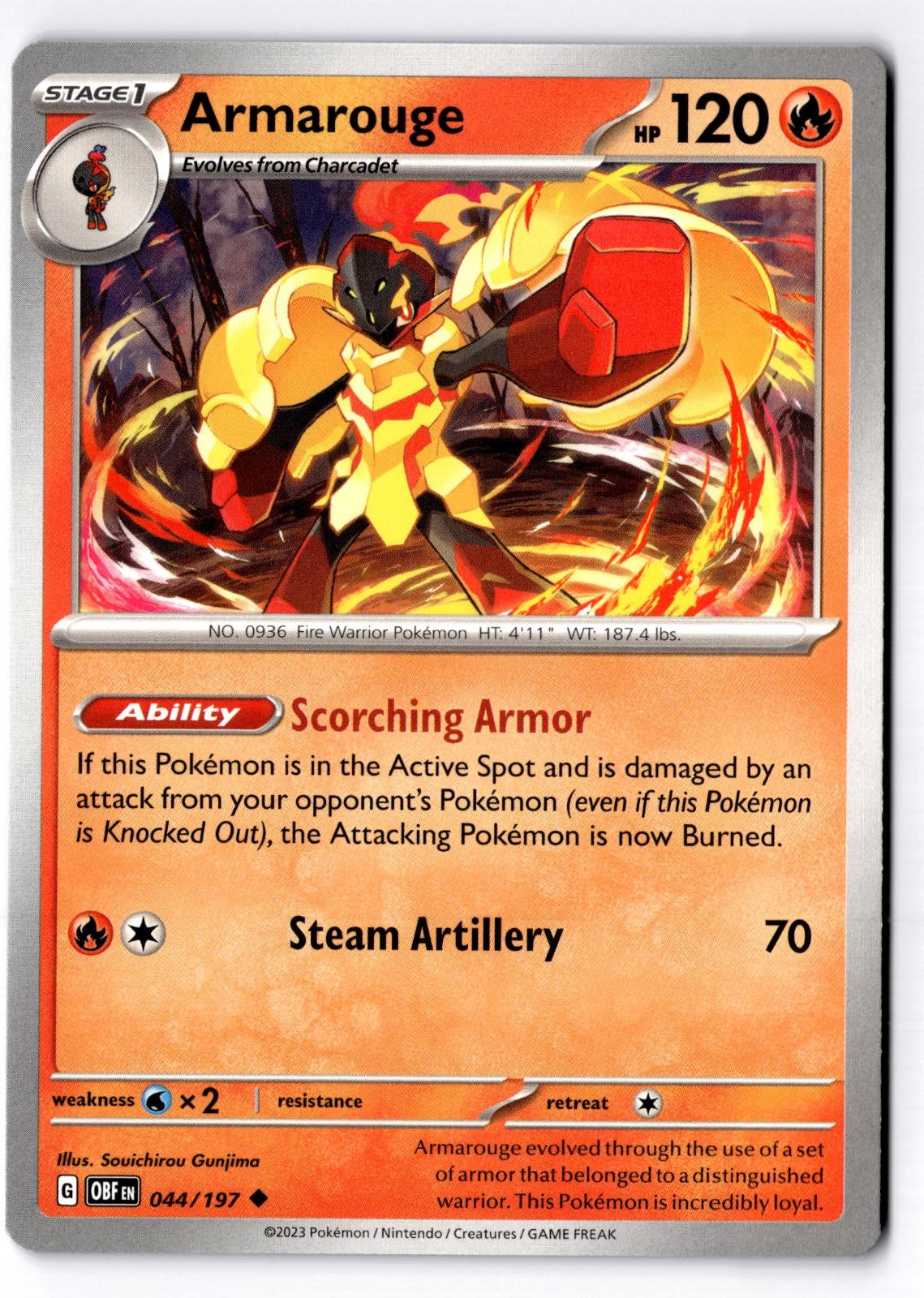 Armarouge 044/197 Uncommon Obsidian Flames Pokemon Near Mint