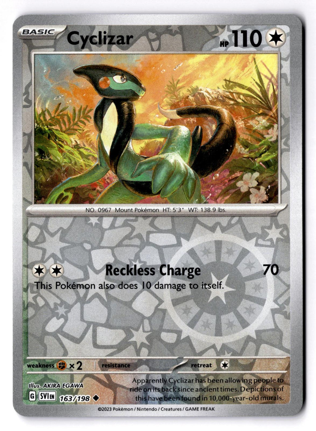 Cyclizar 163/198 Uncommon Scarlet & Violet Pokemon Reverse Holo Near Mint