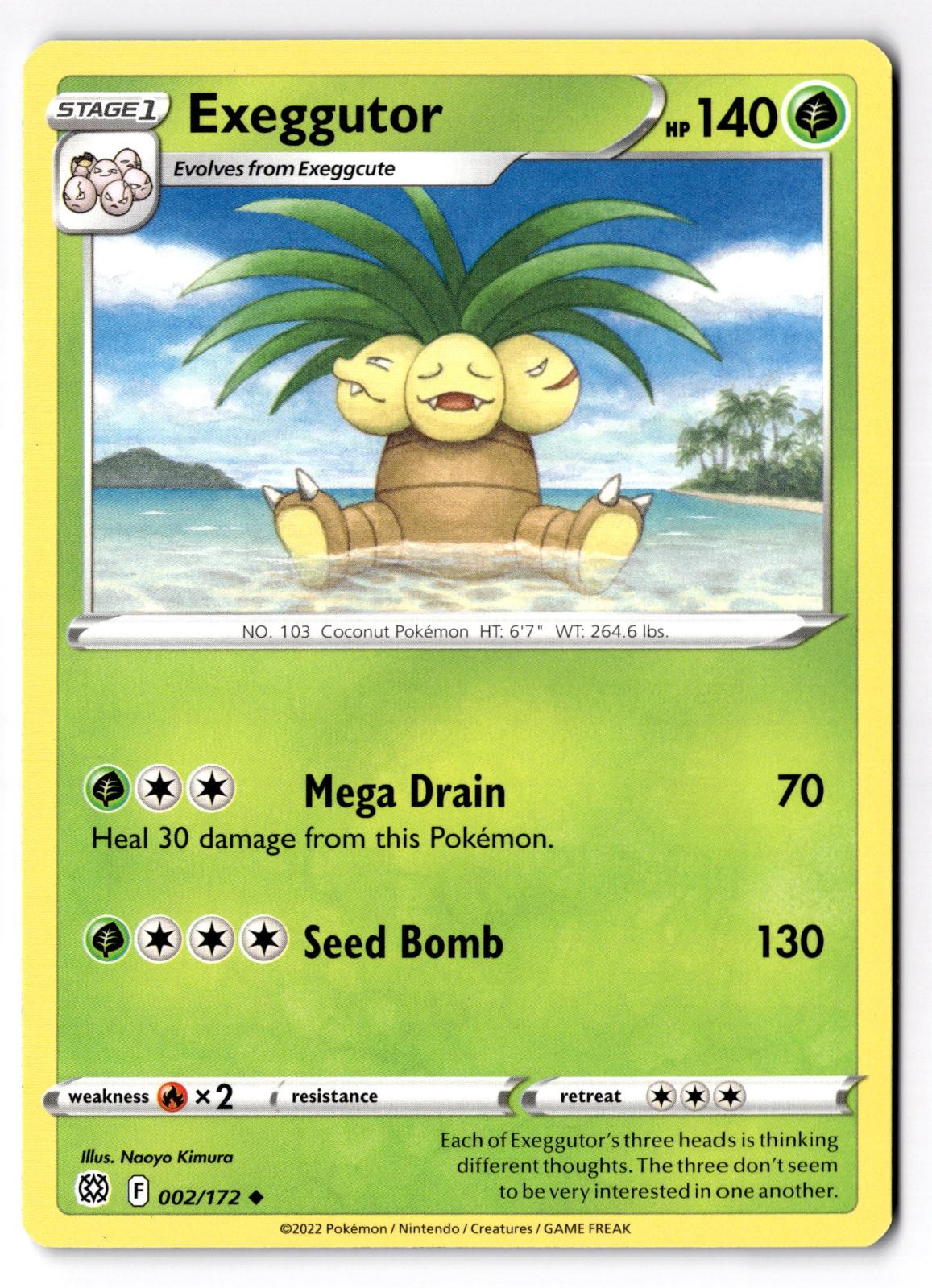 Exeggutor 002/172 Uncommon Brilliant Stars Pokemon Near Mint