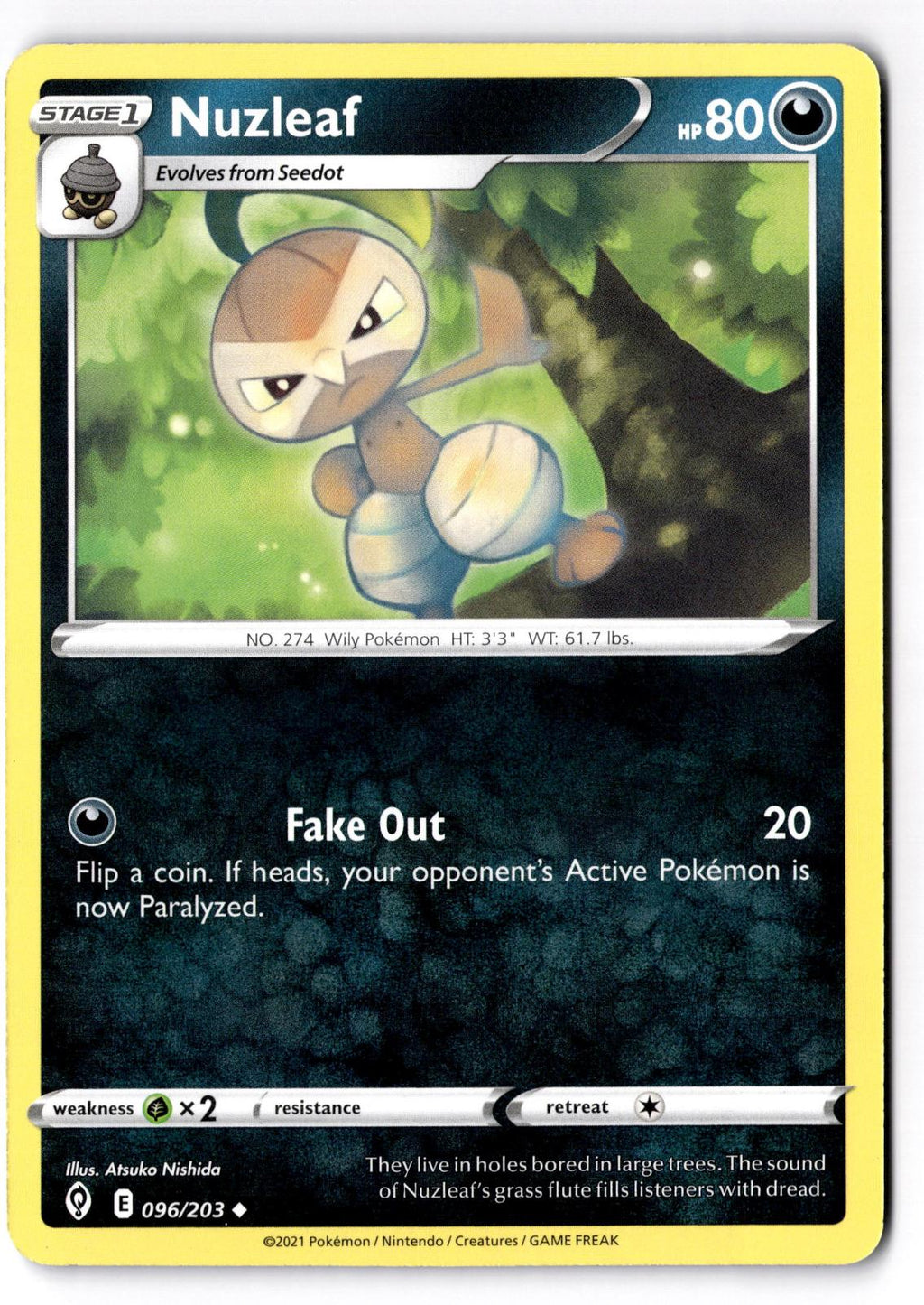 Nuzleaf 096/203 Uncommon Evolving Skies Pokemon Near Mint