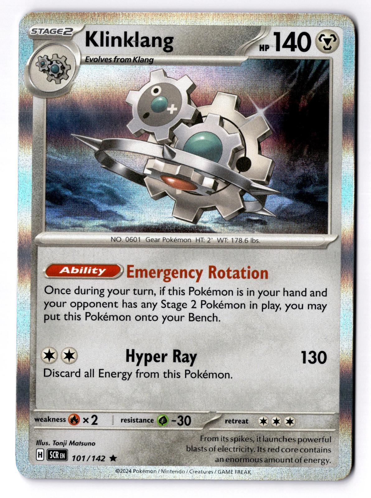 Klinklang 101/142 Rare Stellar Crown Pokemon Holo Near Mint