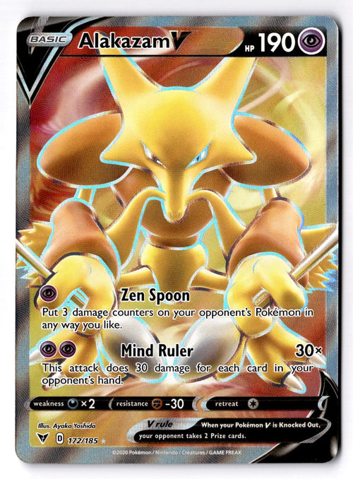 Alakazam V 172/185 Ultra Rare Vivid Voltage Pokemon Holo Near Mint