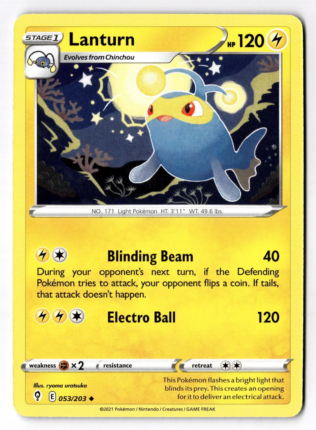 Lanturn 053/203 Uncommon Evolving Skies Pokemon Near Mint