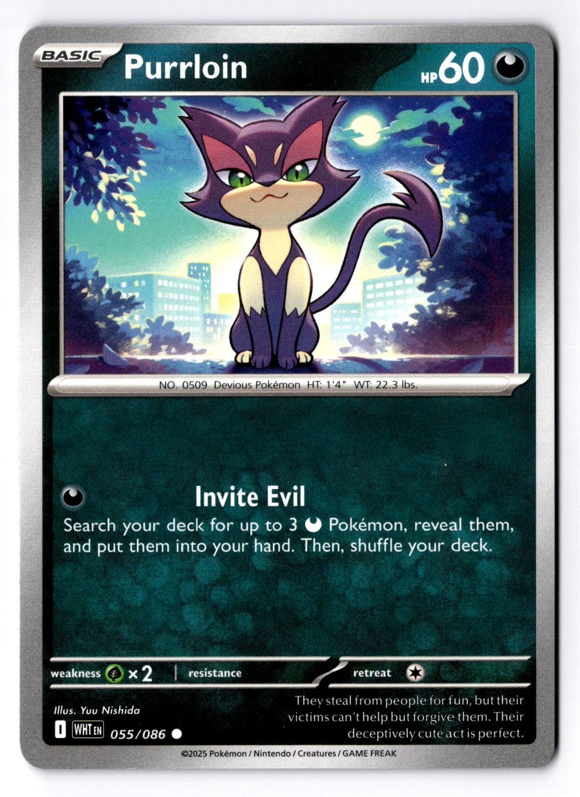 Purrloin 055/086 Common White Flare Pokemon Near Mint