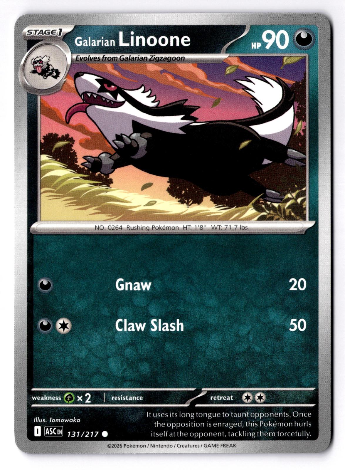 Galarian Linoone 131/217 Common Ascended Heroes Pokemon Near Mint