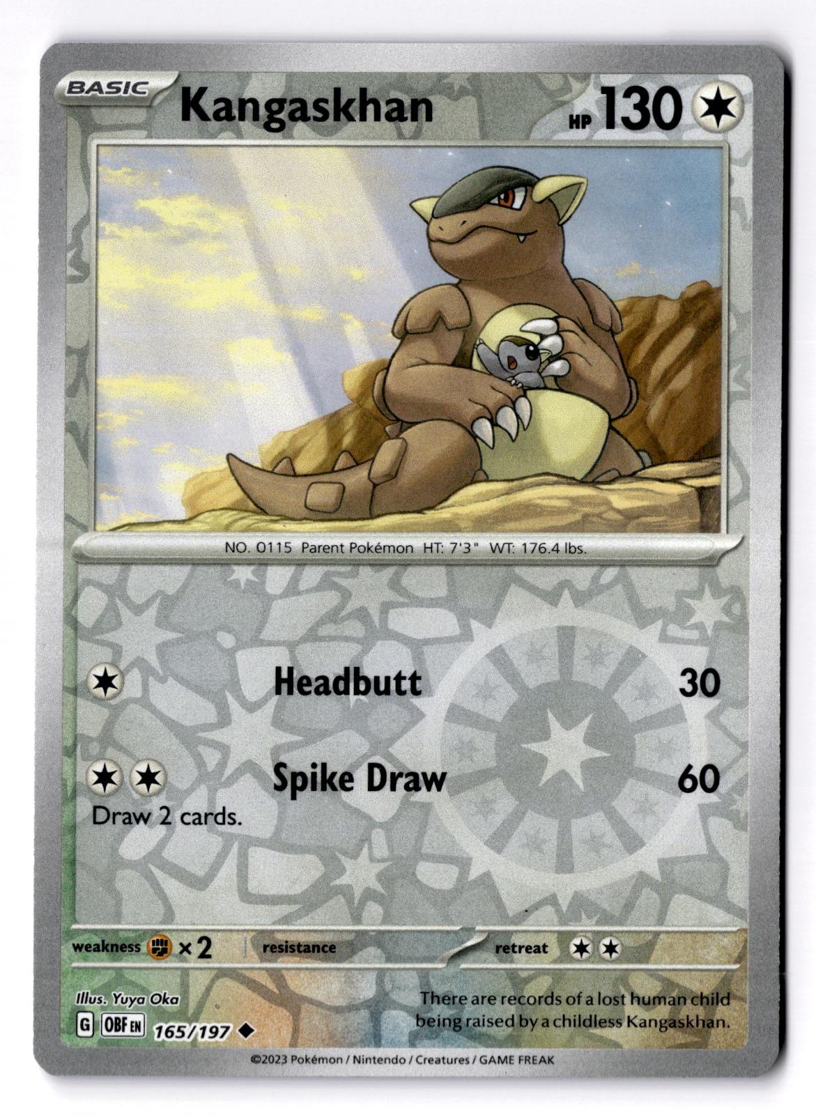 Kangaskhan 165/197 Uncommon Obsidian Flames Pokemon Reverse Holo Near Mint