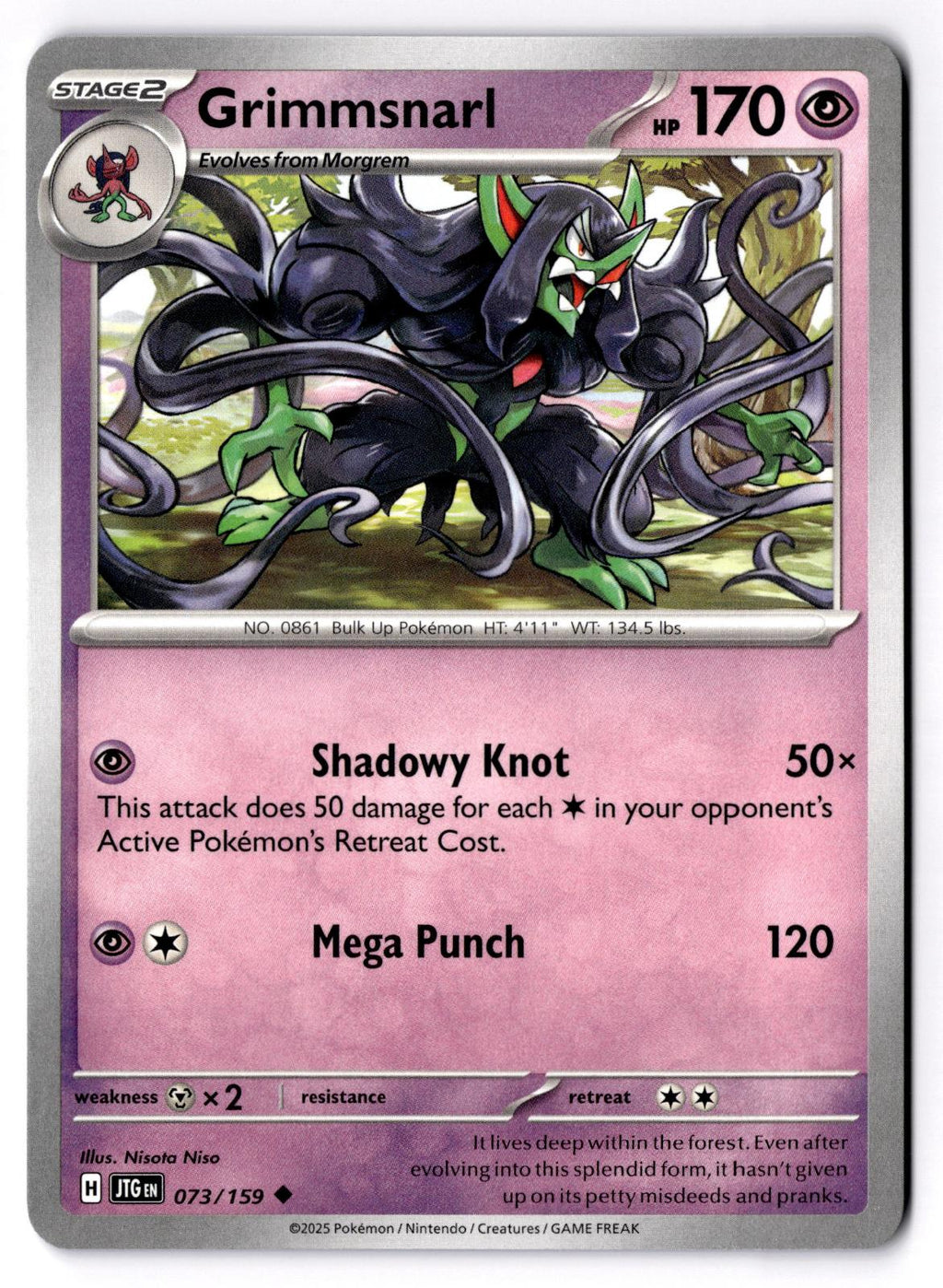 Grimmsnarl 073/159 Uncommon Journey Together Pokemon Near Mint