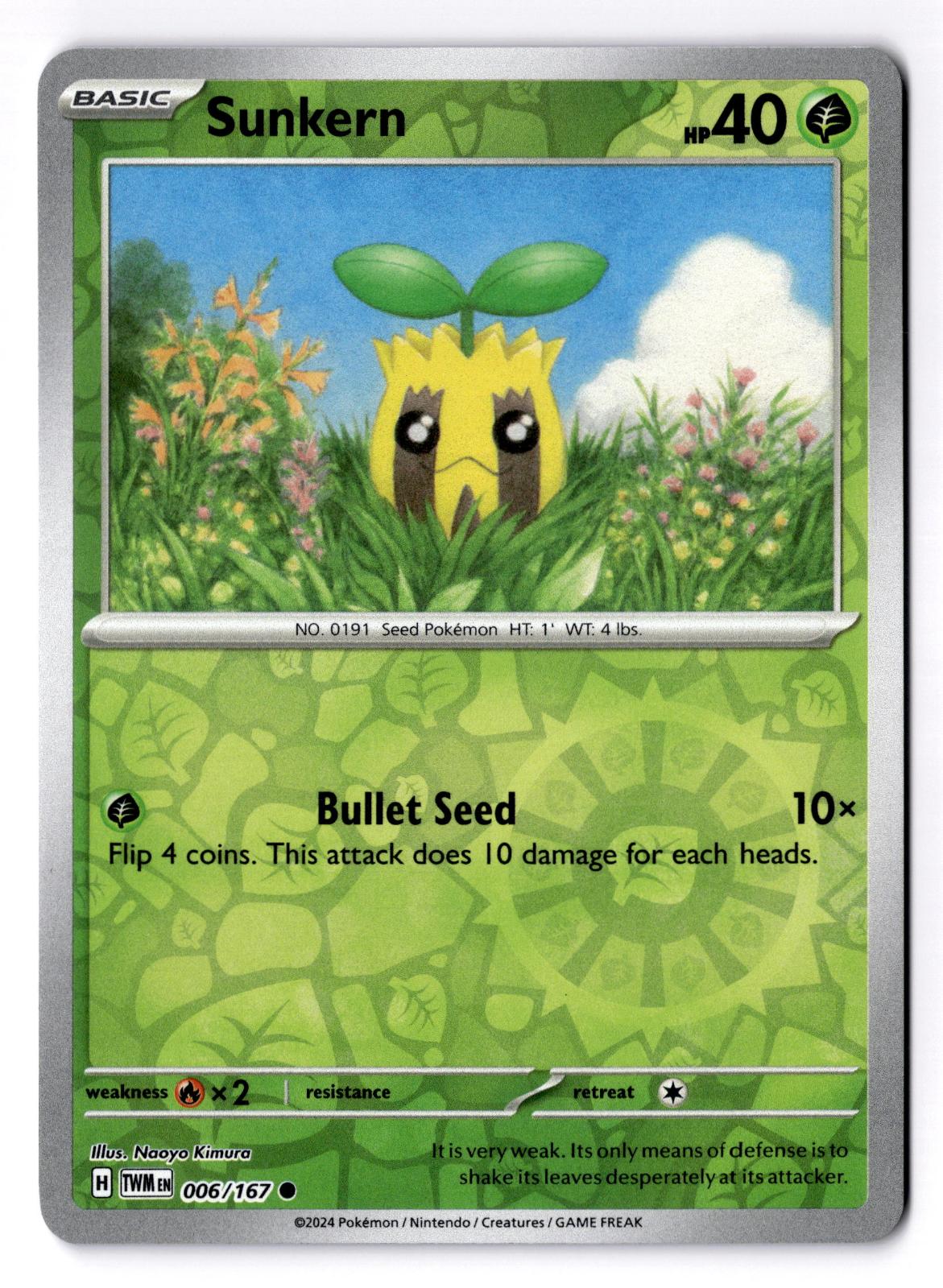 Sunkern 006/167 Common Twilight Masquerade Pokemon Reverse Holo Near Mint