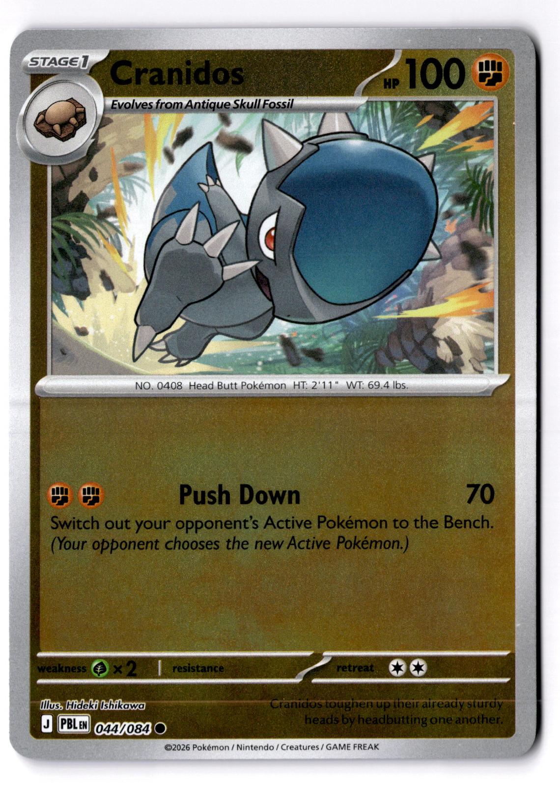 Cranidos 044/084 Common Pitch Black Pokemon Reverse Holo Lightly Played