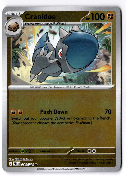 Cranidos 044/084 Common Pitch Black Pokemon Reverse Holo Lightly Played