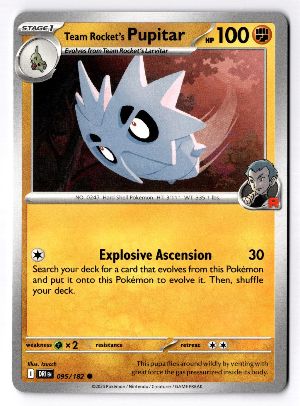 Team Rocket's Pupitar 095/182 Common Destined Rivals Pokemon Near Mint