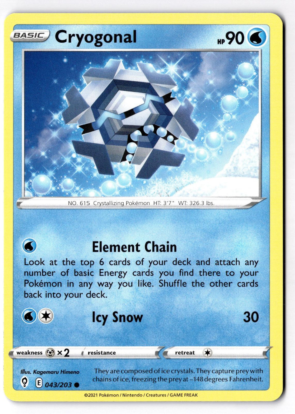 Cryogonal 043/203 Common Evolving Skies Pokemon Near Mint