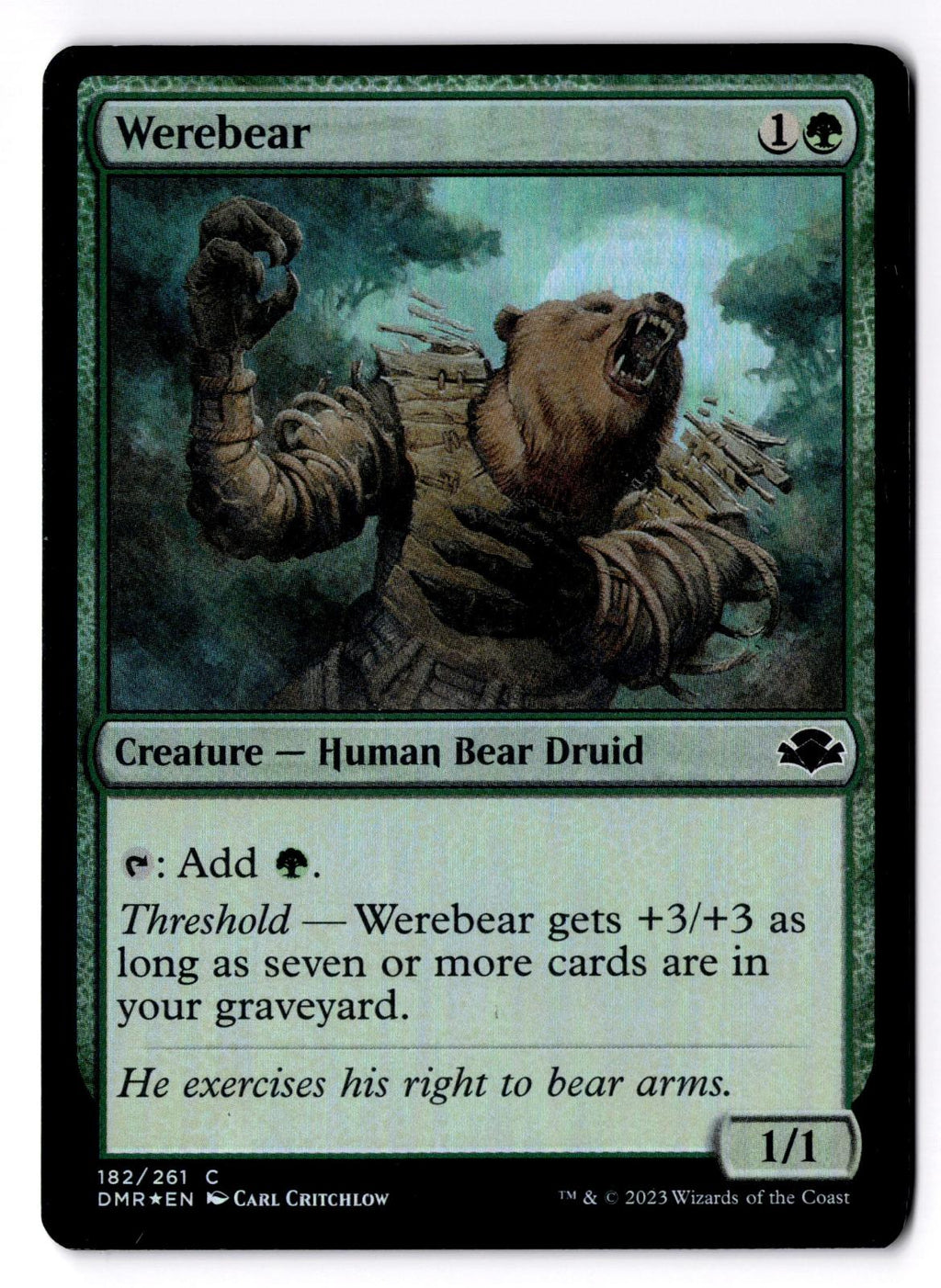 Werebear 182 Common Dominaria Remastered Magic: The Gathering Foil LP