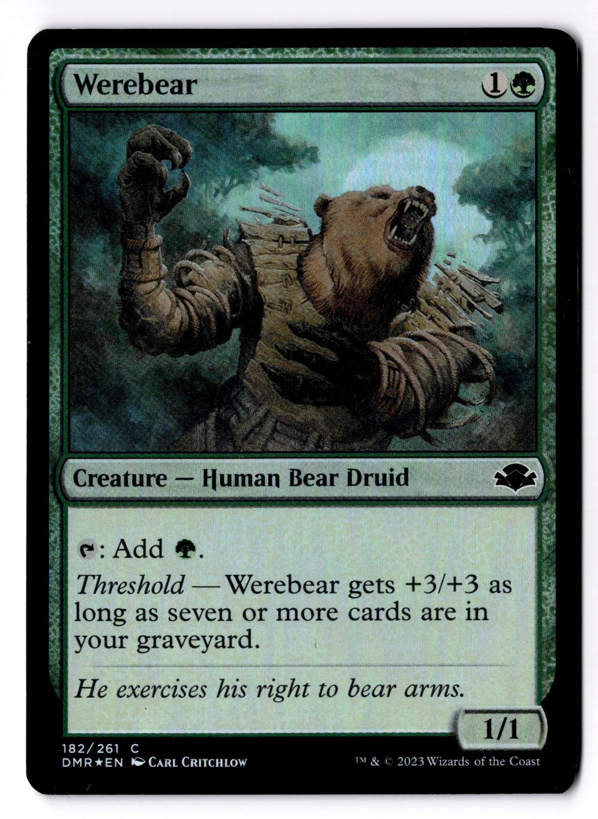 Werebear 182 Common Dominaria Remastered Magic: The Gathering Foil LP