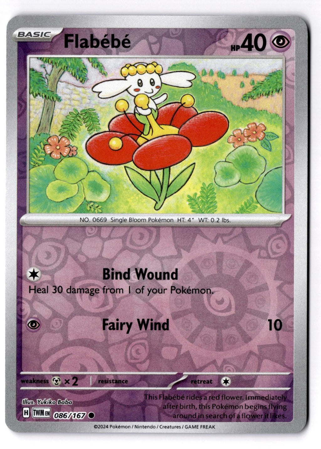 Flabebe 086/167 Common Twilight Masquerade Pokemon Reverse Holo Near Mint