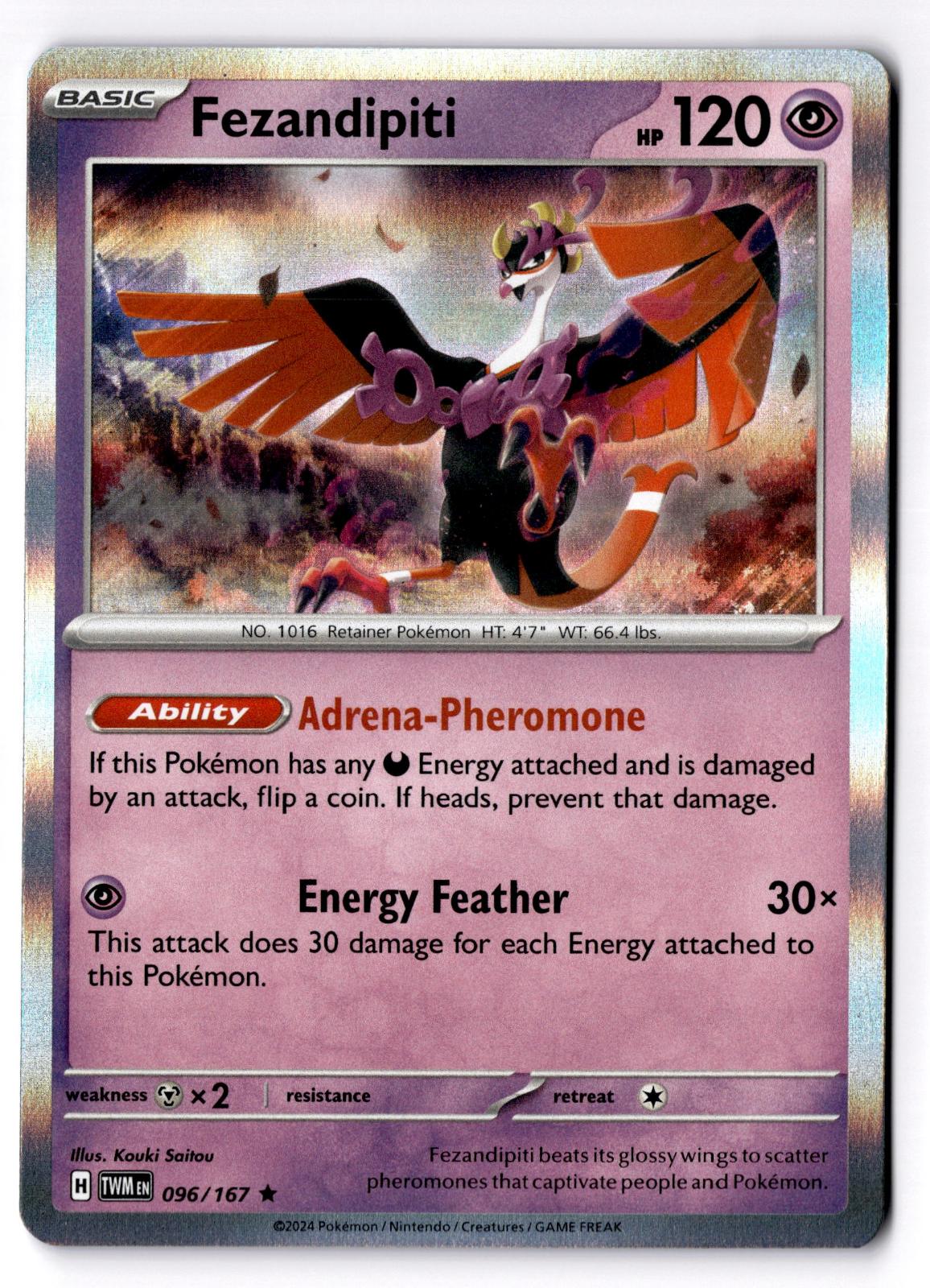 Fezandipiti 096/167 Rare Twilight Masquerade Pokemon Holo Near Mint