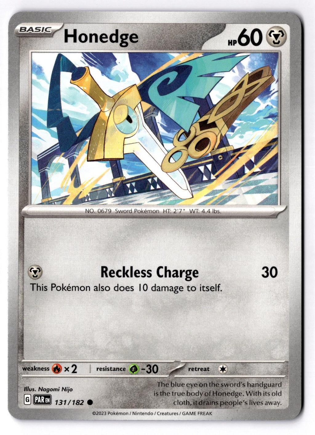 Honedge 131/182 Common Paradox Rift Pokemon Near Mint