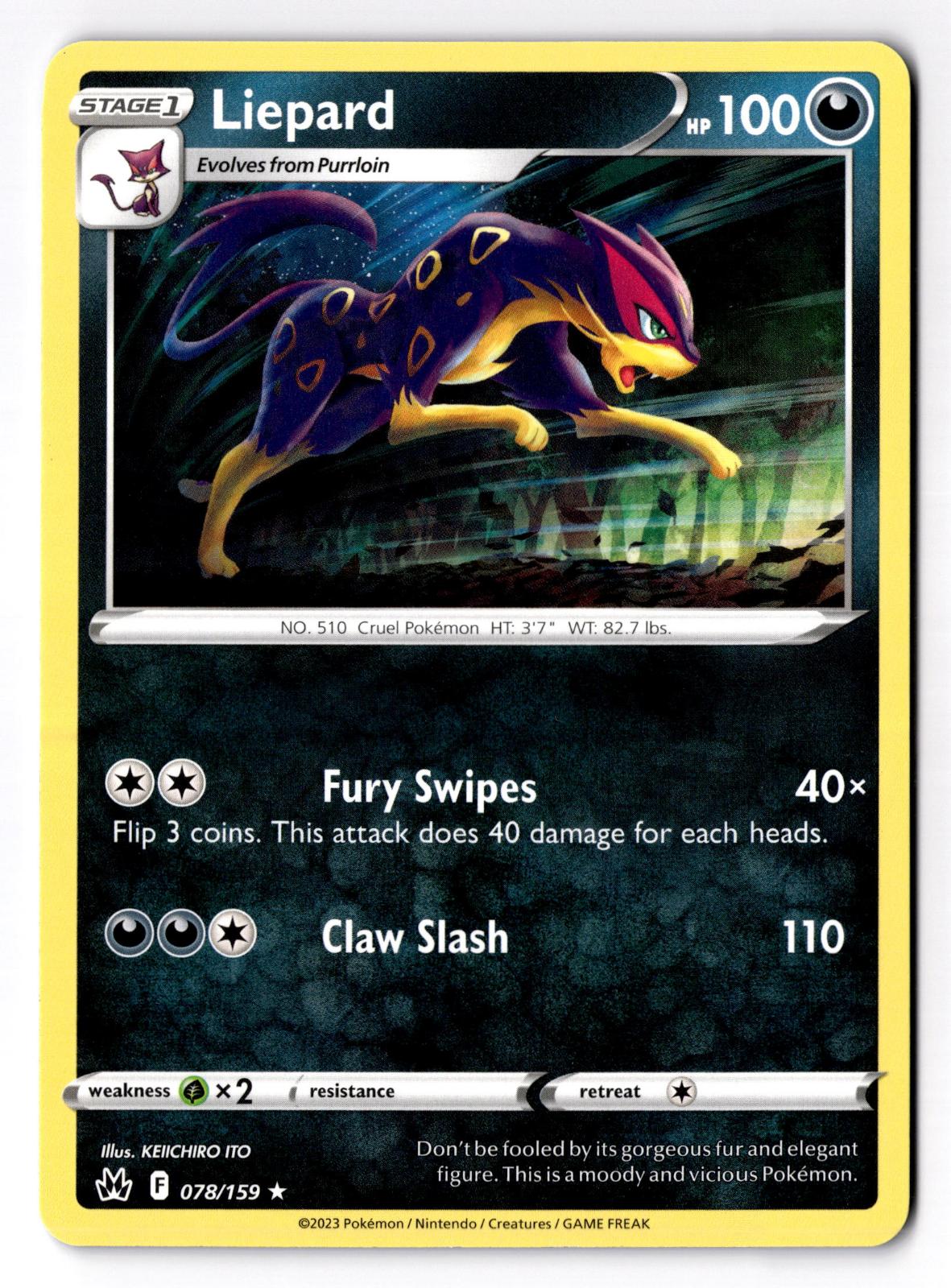 Liepard 078/159 Rare Crown Zenith Pokemon Near Mint