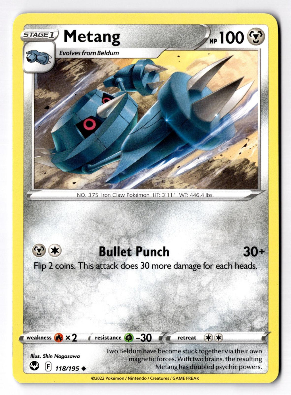 Metang 118/195 Uncommon Silver Tempest Pokemon Near Mint