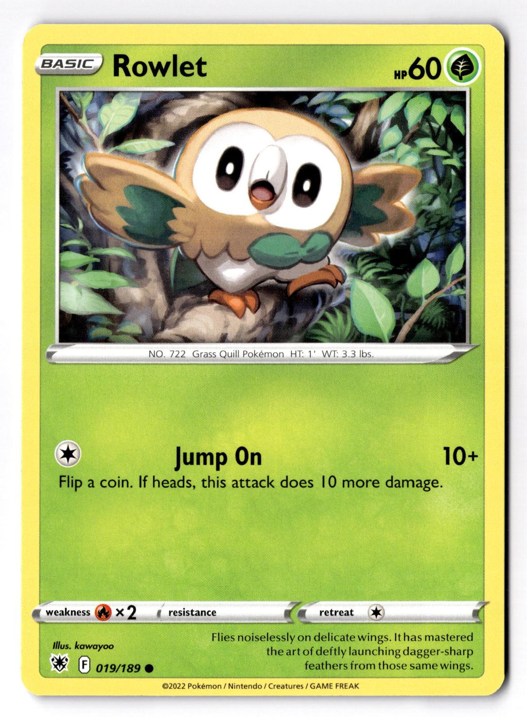 Rowlet 019/189 Common Astral Radiance Pokemon Near Mint