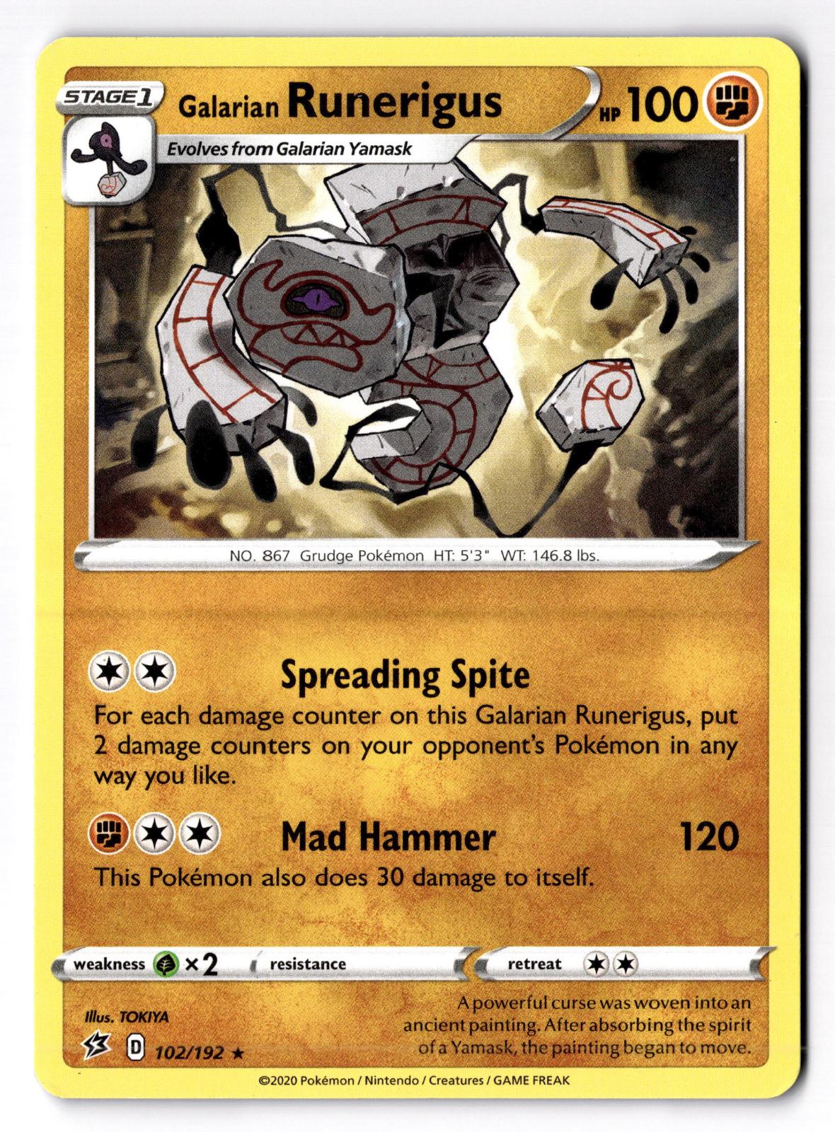 Galarian Runerigus 102/192 Rare Rebel Clash Pokemon Lightly Played