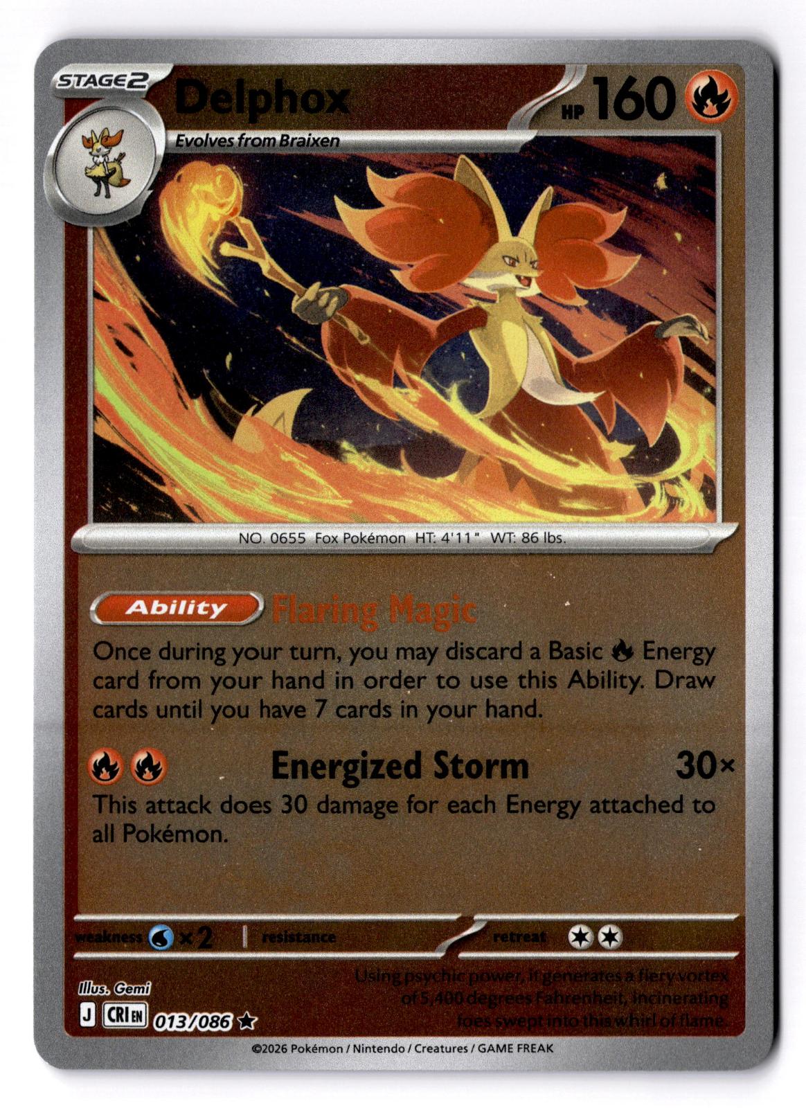 Delphox (Non-Holo) 013/086 Holo Rare Deck Exclusives Pokemon Near Mint