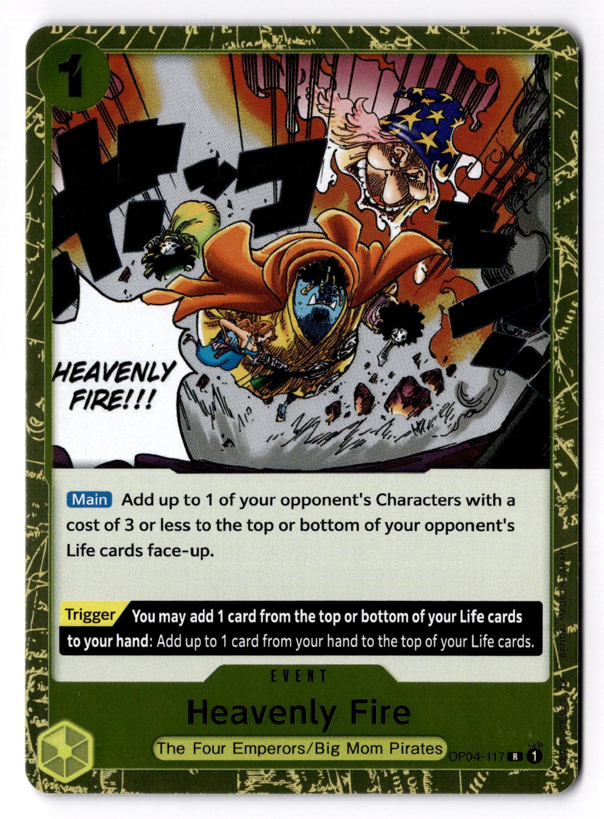 Heavenly Fire OP04-117 Rare Kingdoms of Intrigue One Piece Foil Near Mint