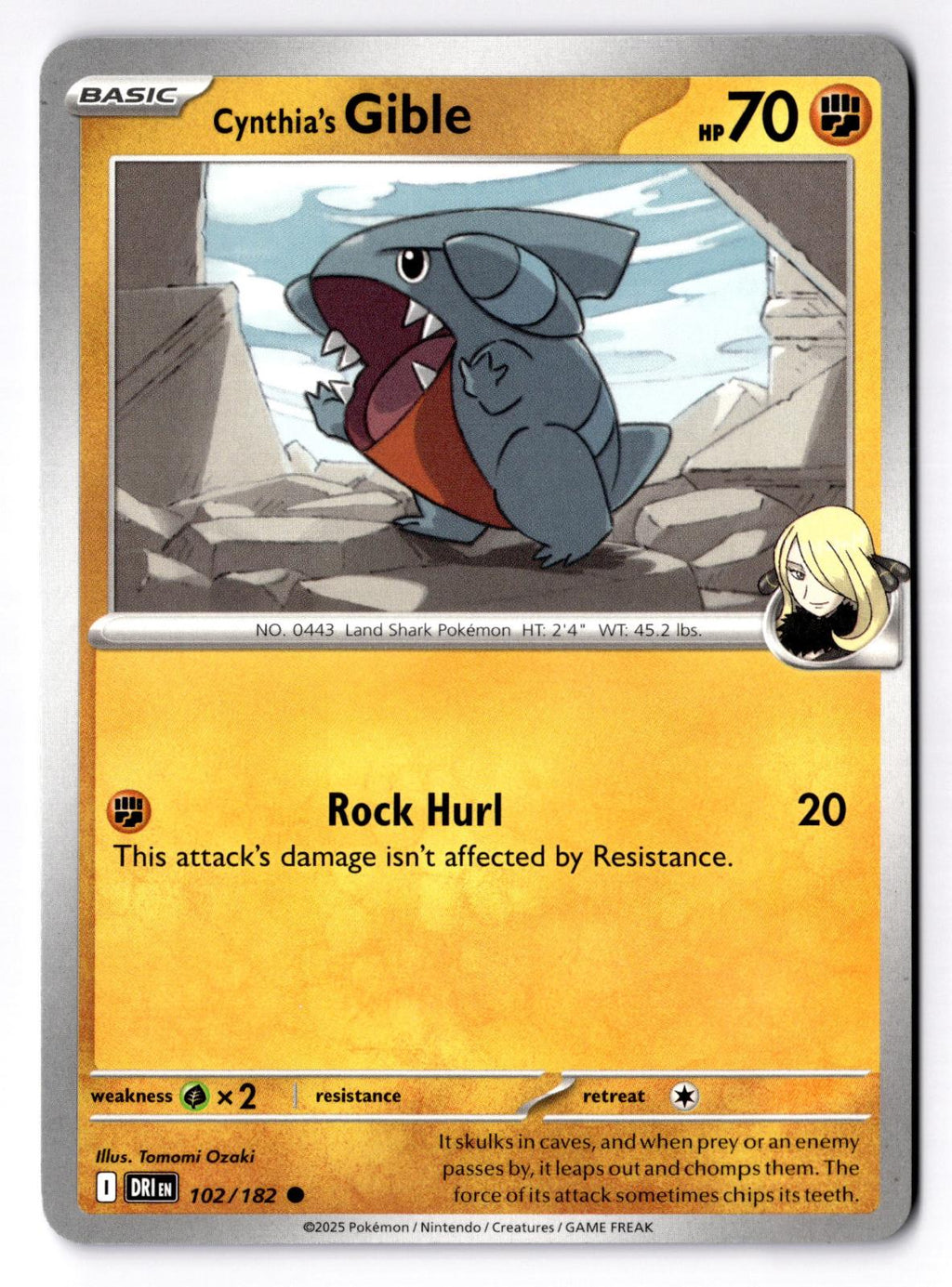 Cynthia's Gible 102/182 Common Destined Rivals Pokemon Near Mint