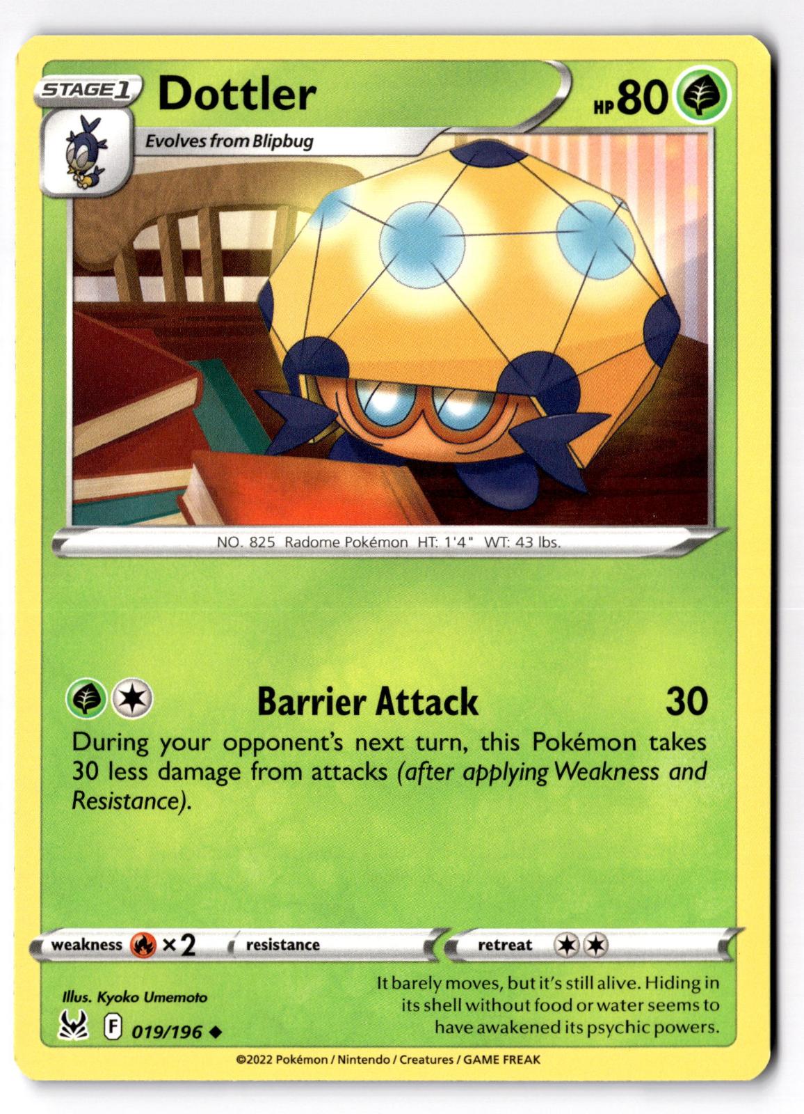 Dottler 019/196 Uncommon Lost Origin Pokemon Near Mint