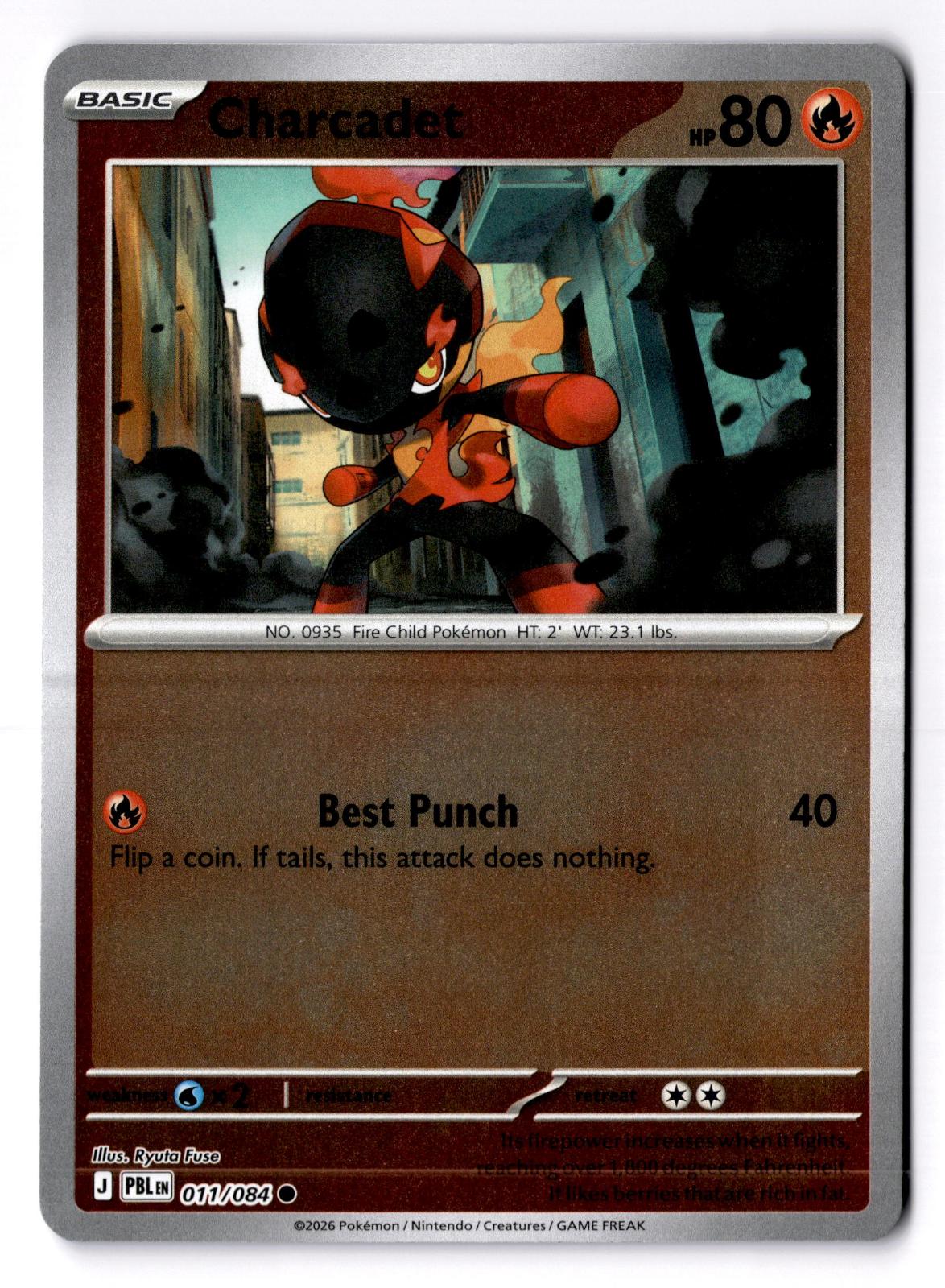 Charcadet 011/084 Common Pitch Black Pokemon Reverse Holo Lightly Played