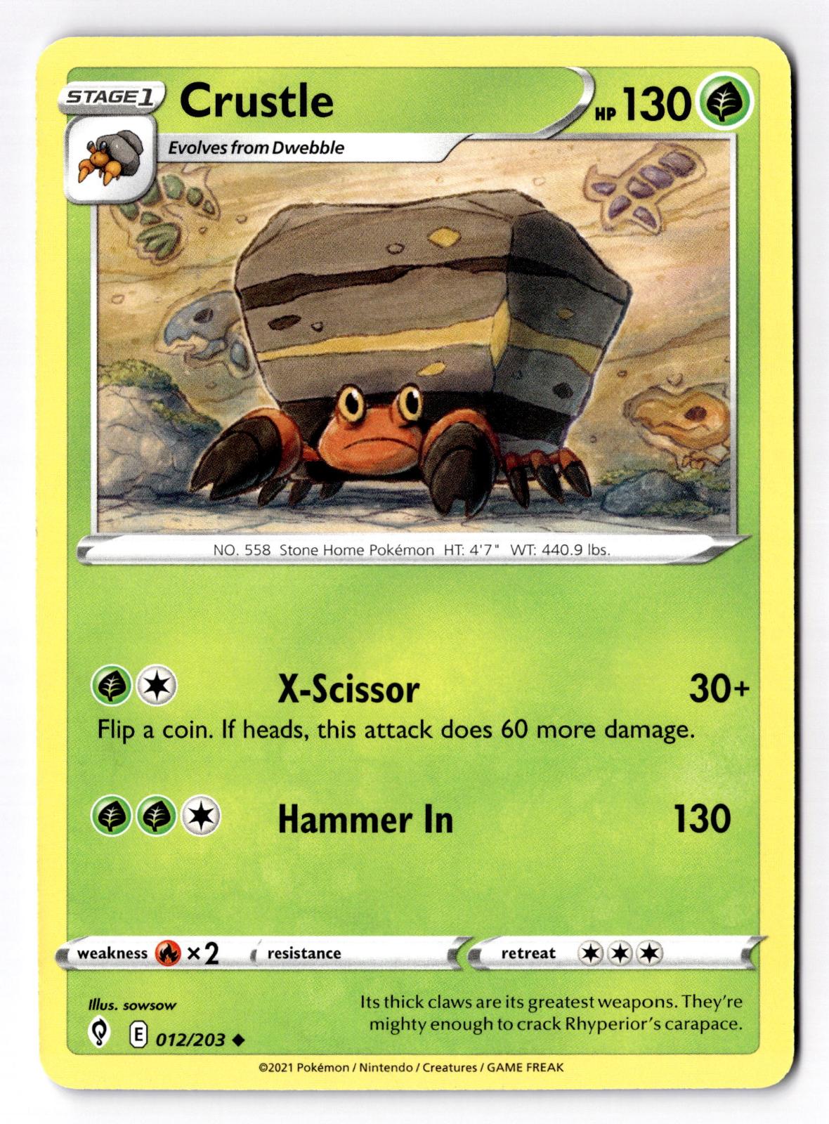 Crustle 012/203 Uncommon Evolving Skies Pokemon Near Mint