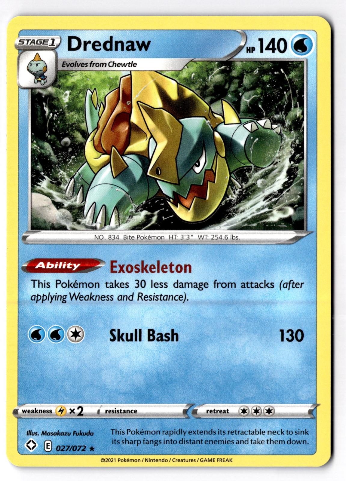 Drednaw 027/072 Rare Shining Fates Pokemon Near Mint