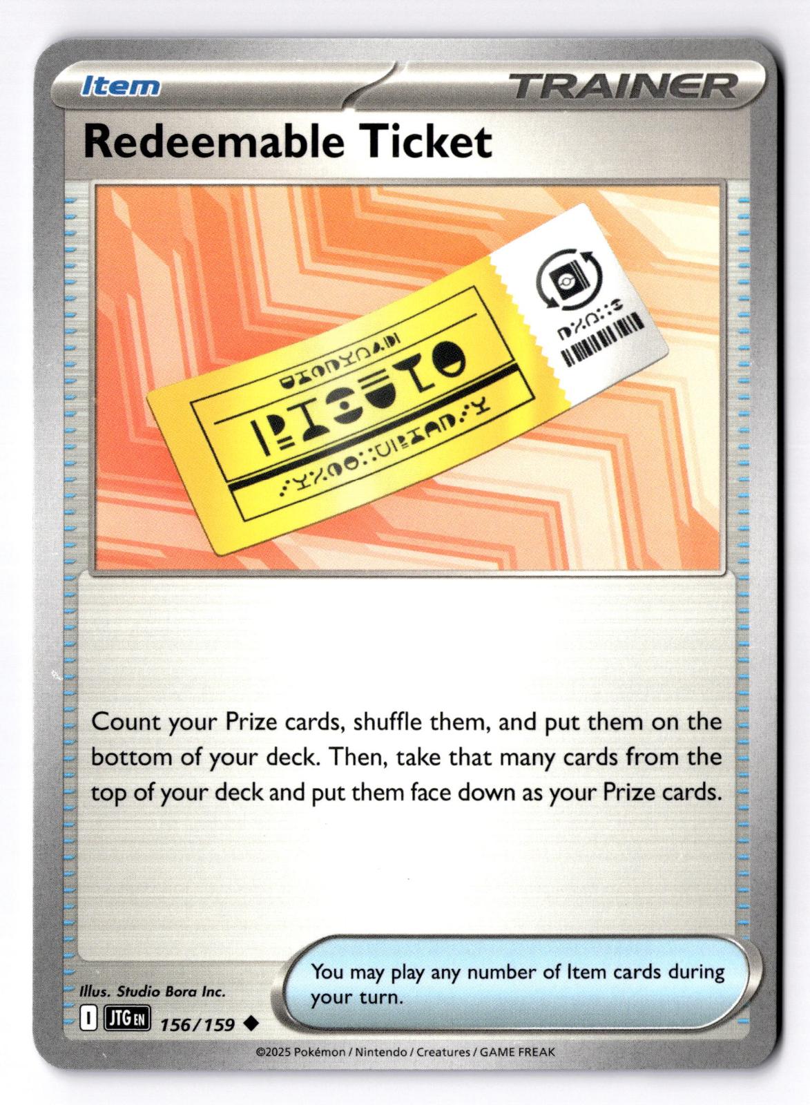 Redeemable Ticket 156/159 Uncommon Journey Together Pokemon Near Mint