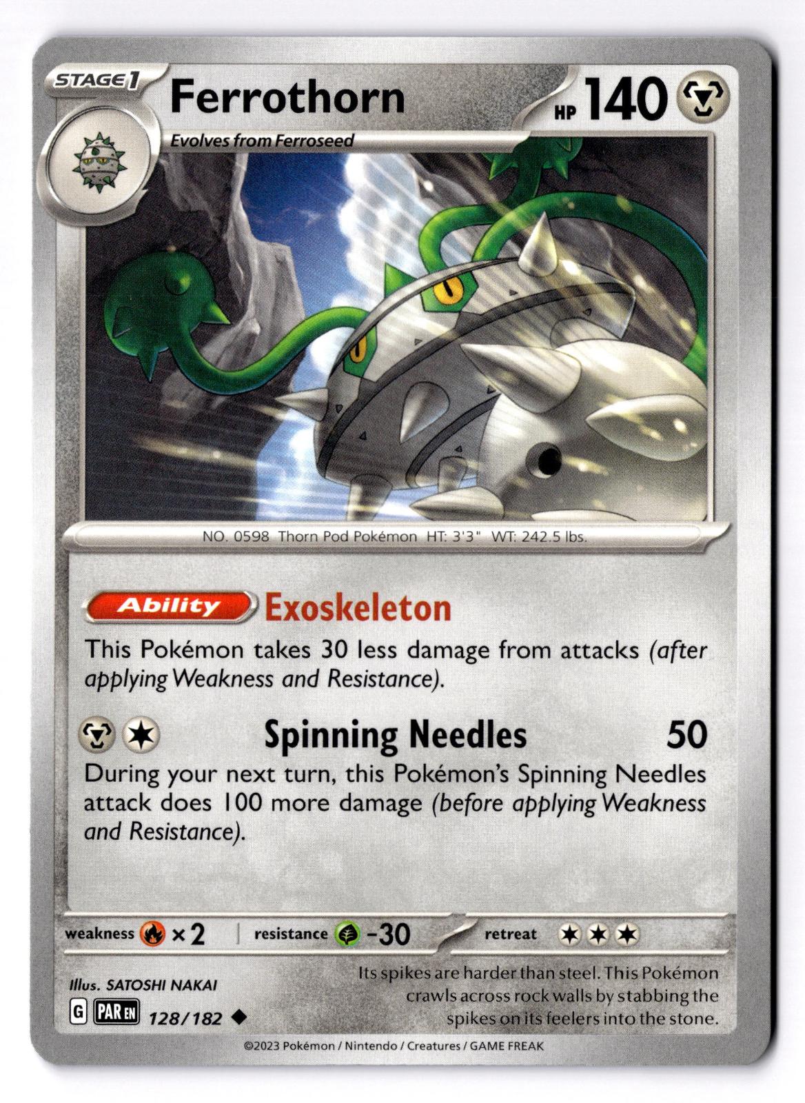 Ferrothorn 128/182 Uncommon Paradox Rift Pokemon Near Mint