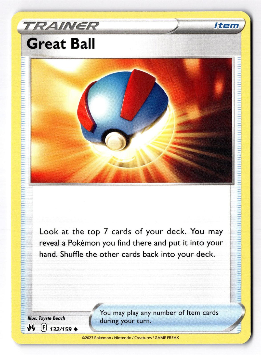 Great Ball 132/159 Uncommon Crown Zenith Pokemon Lightly Played