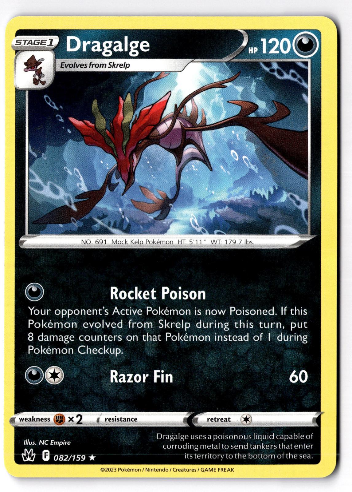 Dragalge 082/159 Rare Crown Zenith Pokemon Near Mint