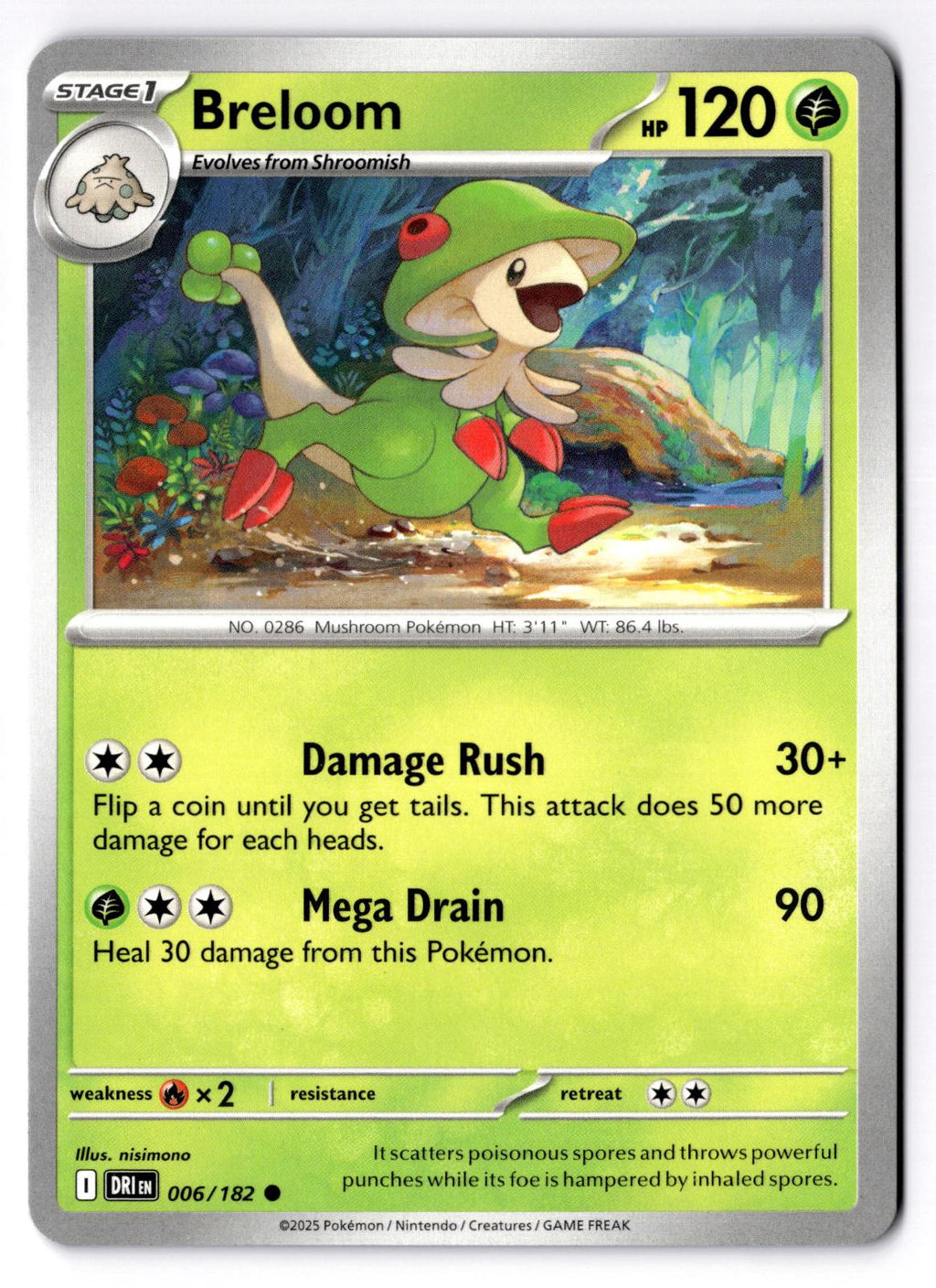 Breloom 006/182 Common Destined Rivals Pokemon Near Mint