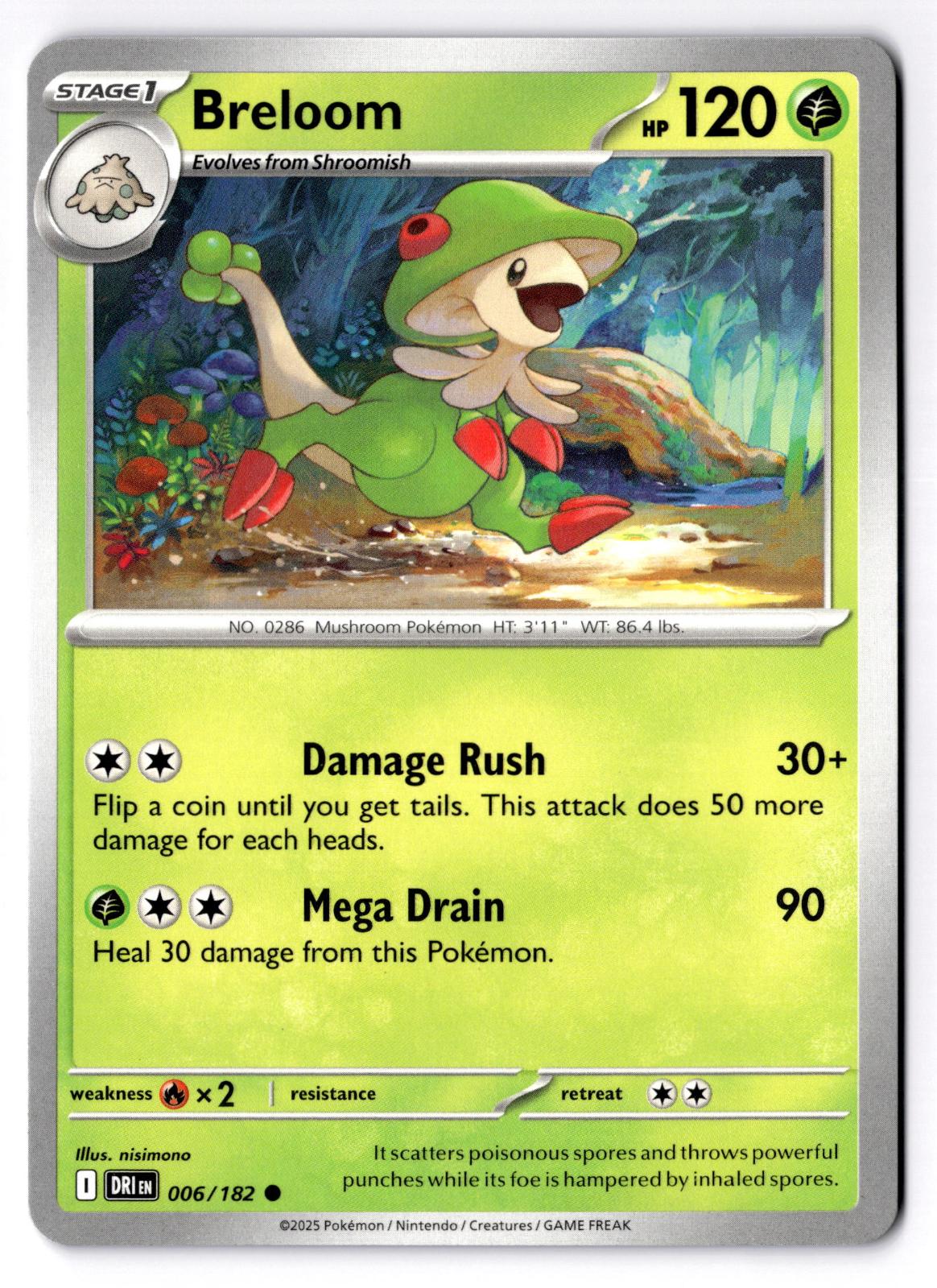 Breloom 006/182 Common Destined Rivals Pokemon Near Mint