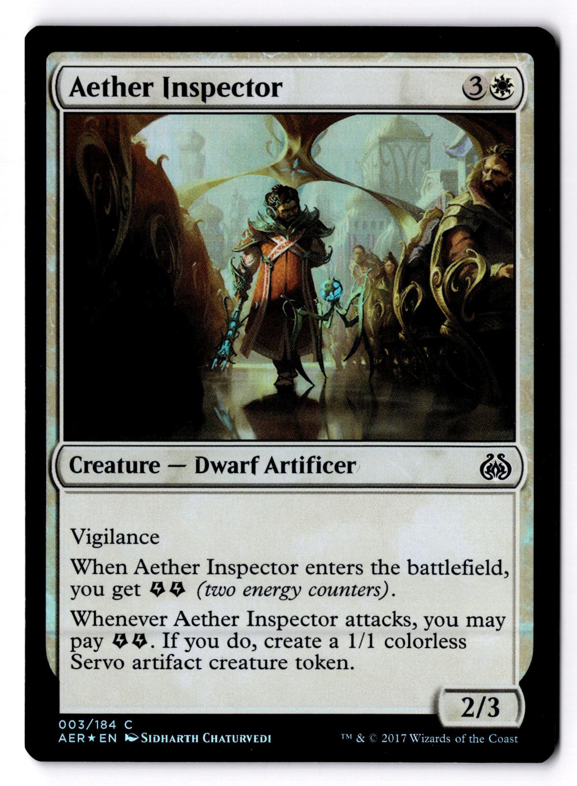 Aether Inspector 3 Common Aether Revolt Magic: The Gathering Foil Lightly Played