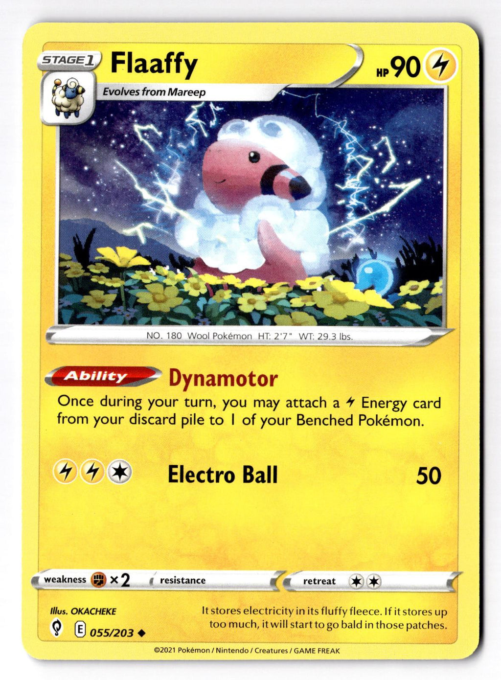 Flaaffy 055/203 Uncommon Evolving Skies Pokemon Lightly Played