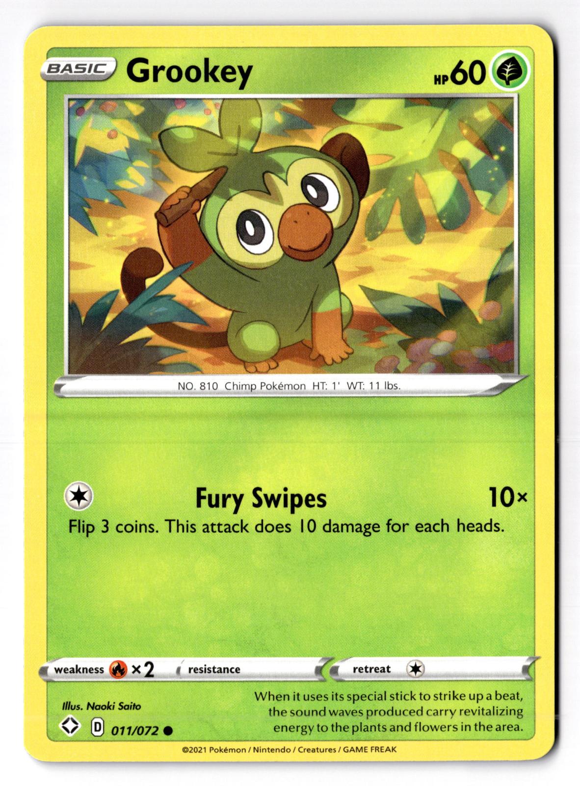 Grookey 011/072 Common Shining Fates Pokemon Near Mint