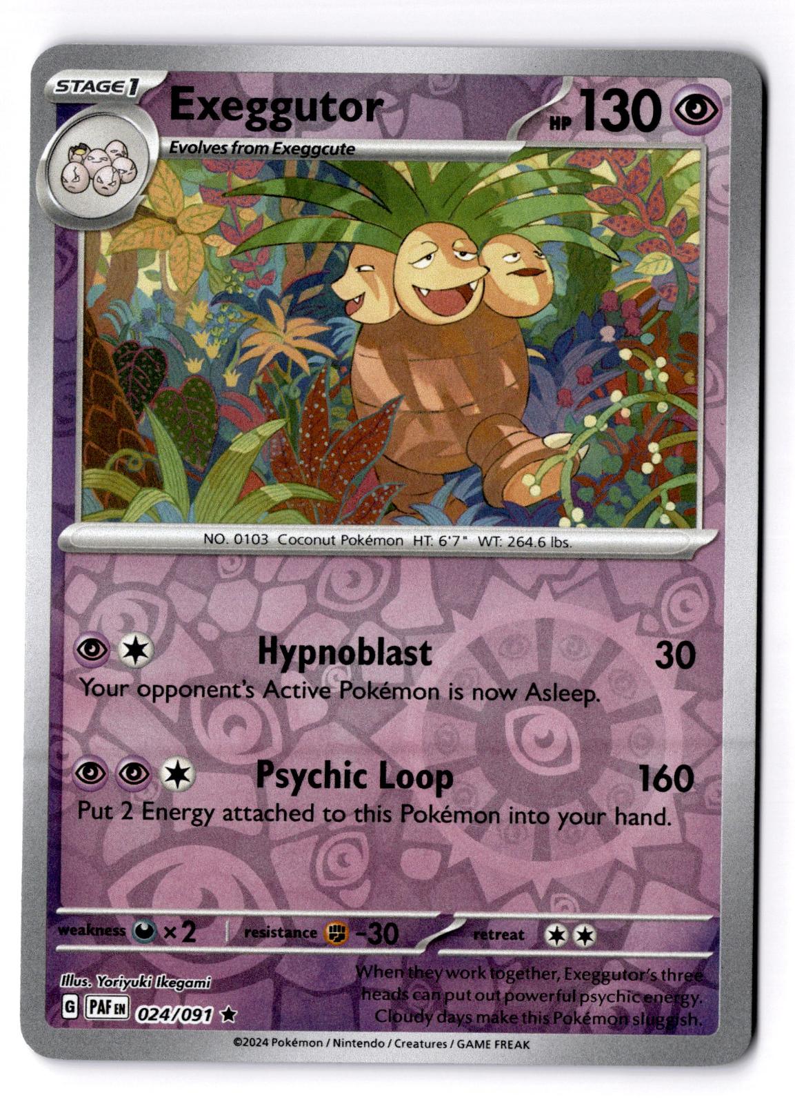 Exeggutor 024/091 Rare Paldean Fates Pokemon Reverse Holo Near Mint