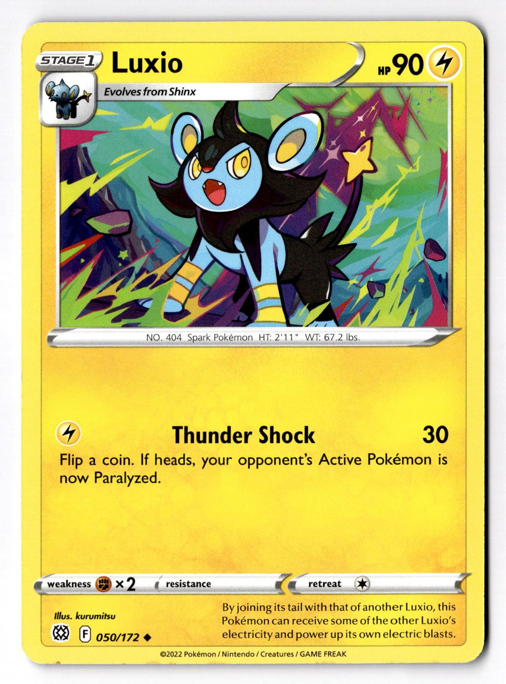 Luxio 050/172 Uncommon Brilliant Stars Pokemon Lightly Played
