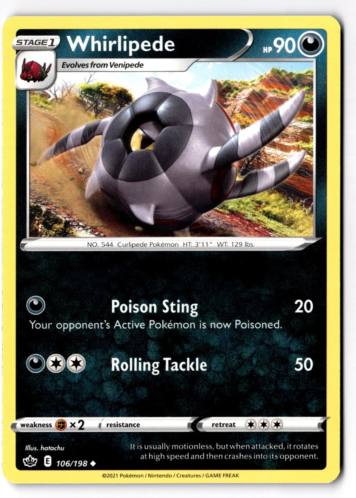 Whirlipede 106/198 Uncommon Chilling Reign Pokemon Lightly Played