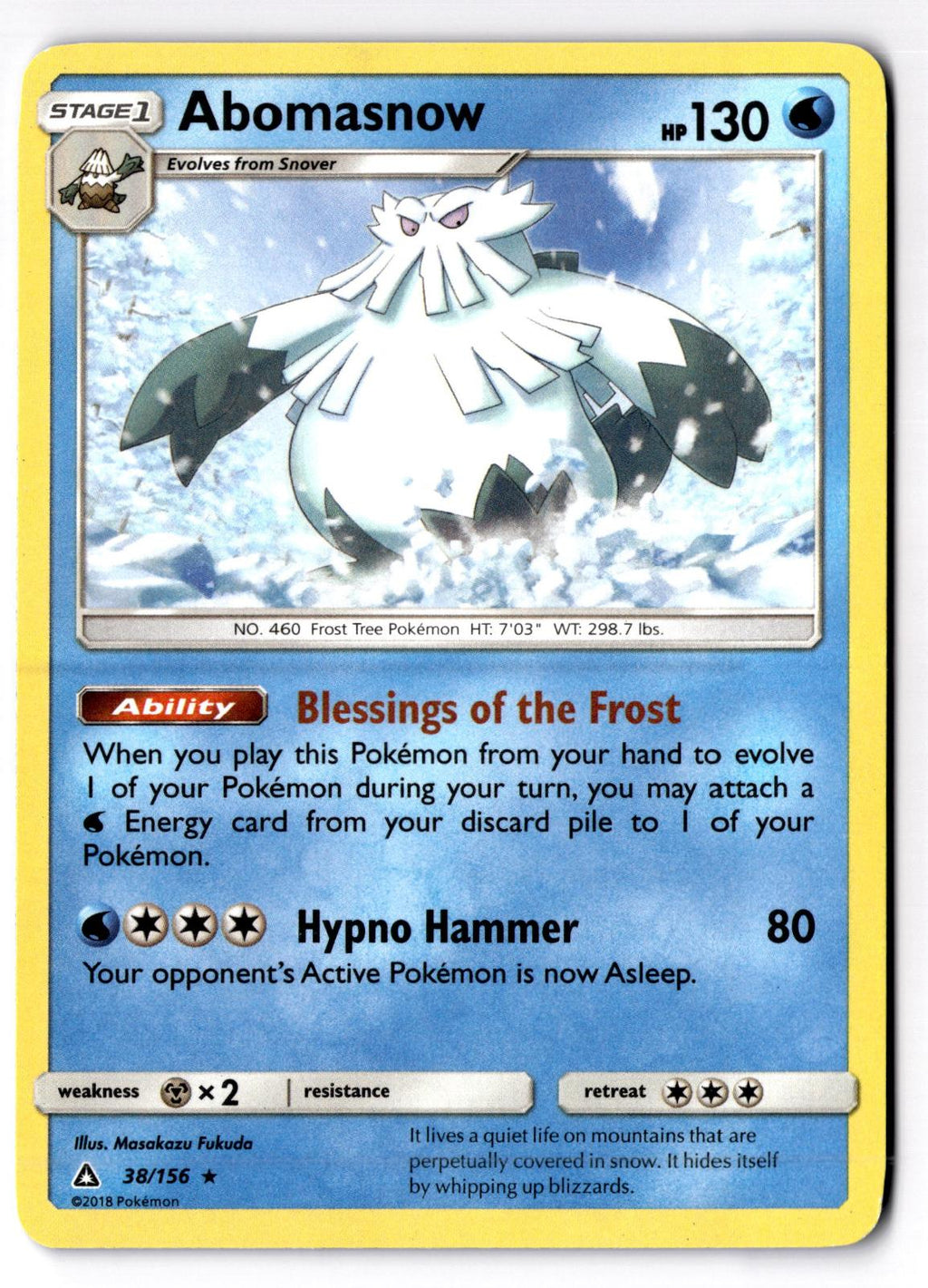 Abomasnow 38/156 Rare Ultra Prism Pokemon Moderately Played
